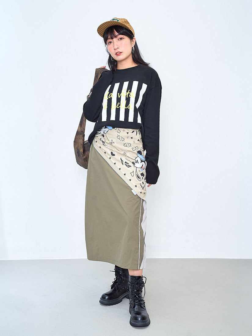 Side Zip Colourblocked Skirt (2 Colours)