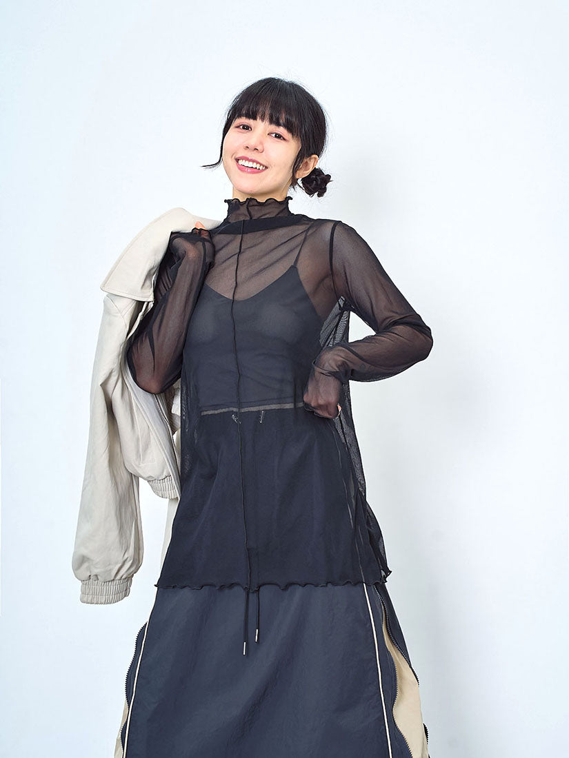 Sheer Lettuce Edge Mesh Top (3 Colours)