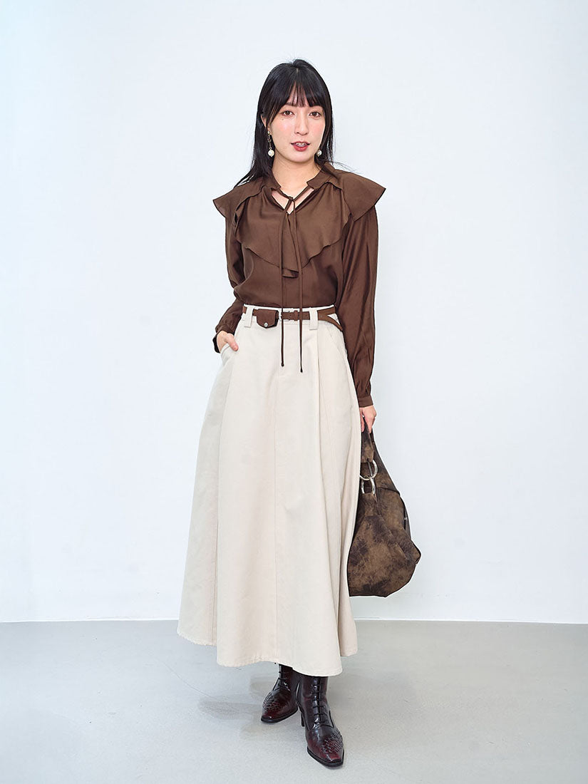 Ruffle Collar Tie Neck Blouse (2 Colours)