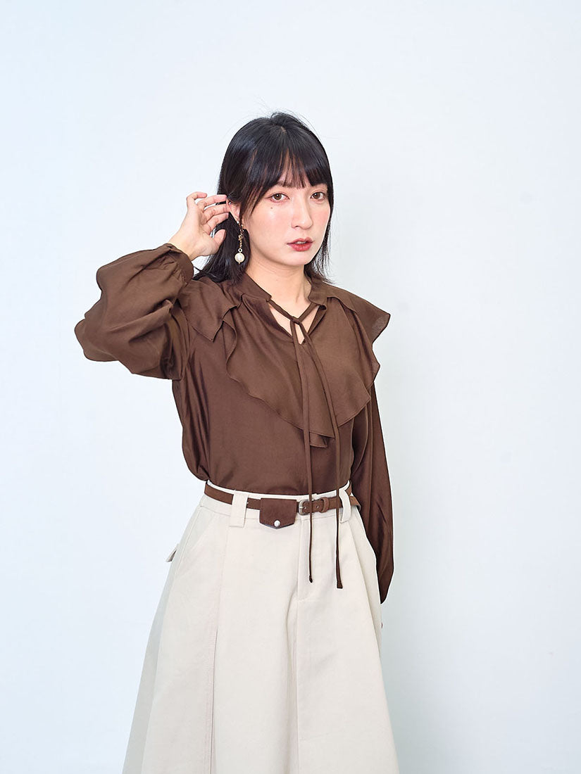 Ruffle Collar Tie Neck Blouse (2 Colours)