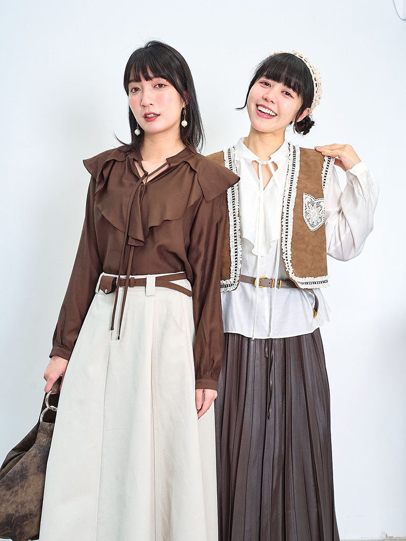 Ruffle Collar Tie Neck Blouse (2 Colours)