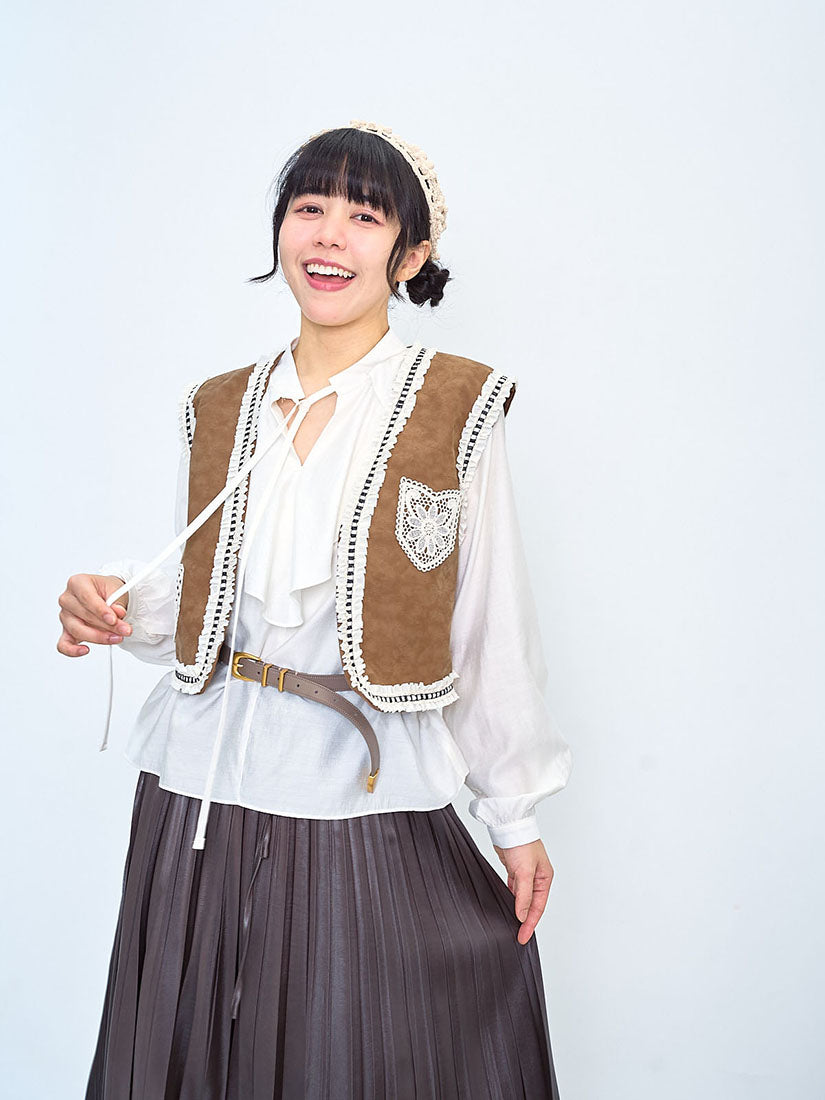 Ruffle Collar Tie Neck Blouse (2 Colours)