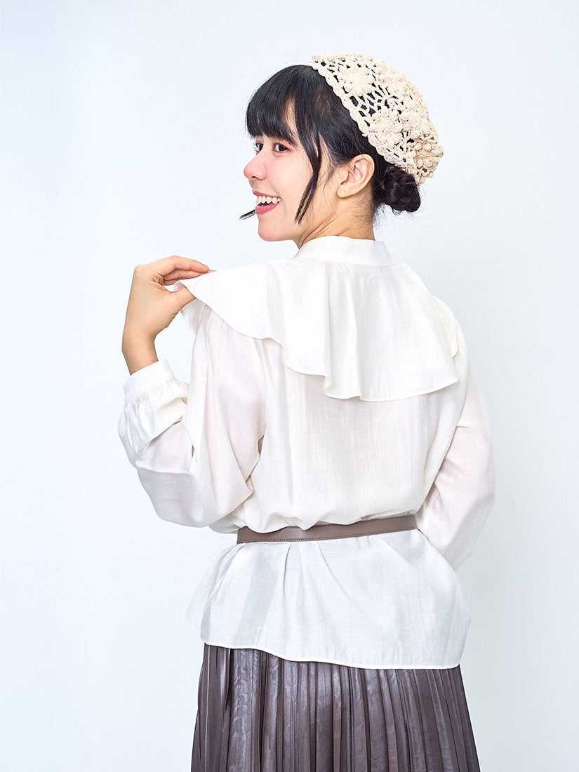 Ruffle Collar Tie Neck Blouse (2 Colours)