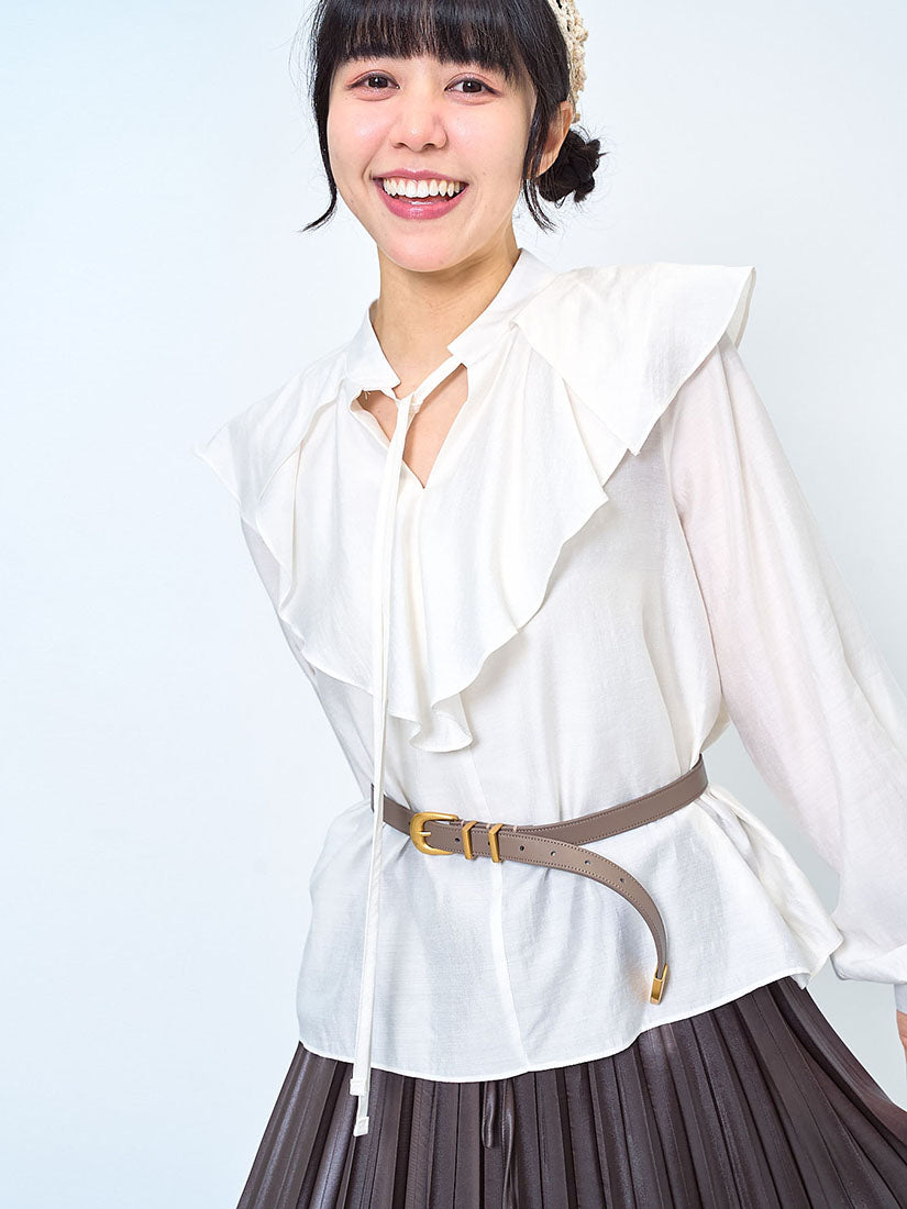 Ruffle Collar Tie Neck Blouse (2 Colours)