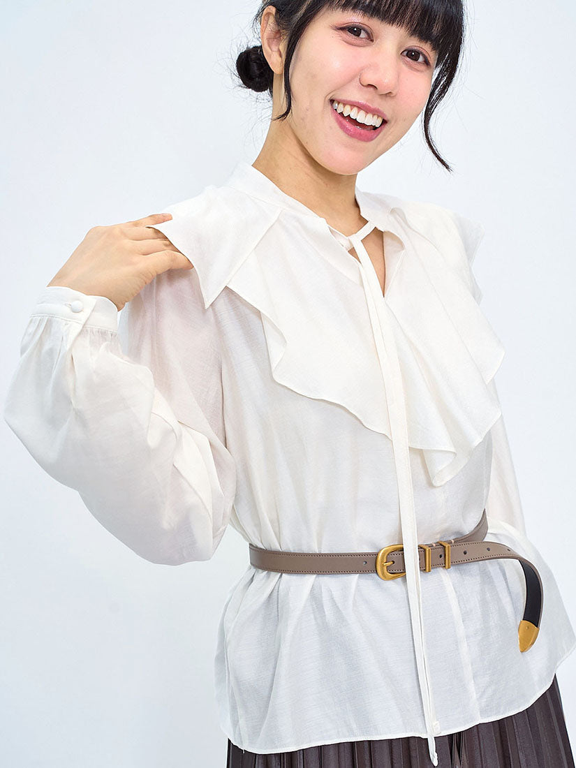 Ruffle Collar Tie Neck Blouse (2 Colours)