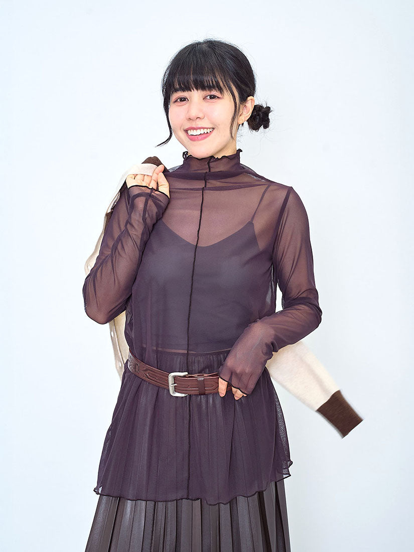 Sheer Lettuce Edge Mesh Top (3 Colours)