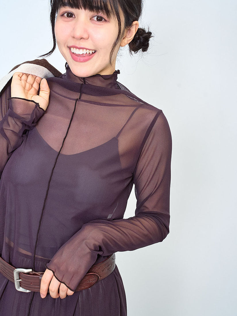 Sheer Lettuce Edge Mesh Top (3 Colours)