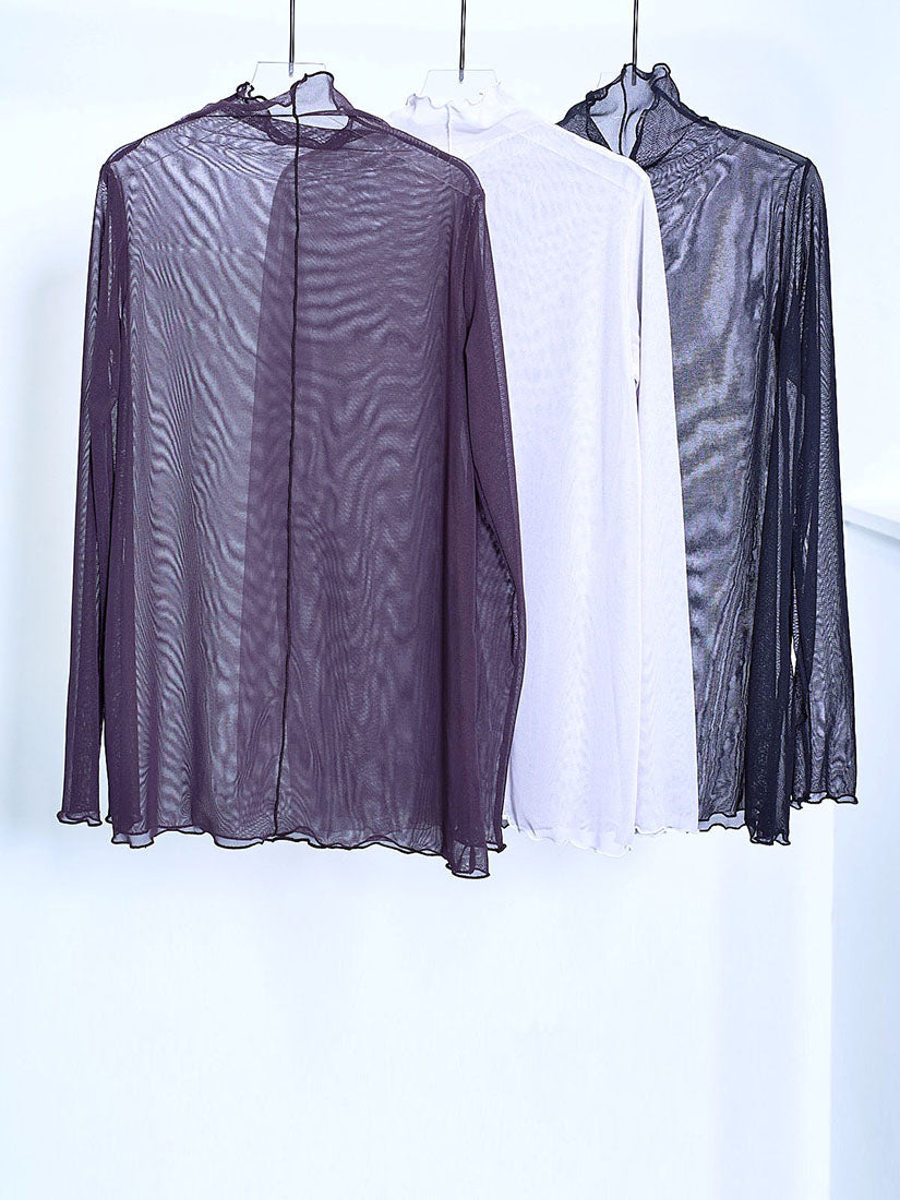 Sheer Lettuce Edge Mesh Top (3 Colours)
