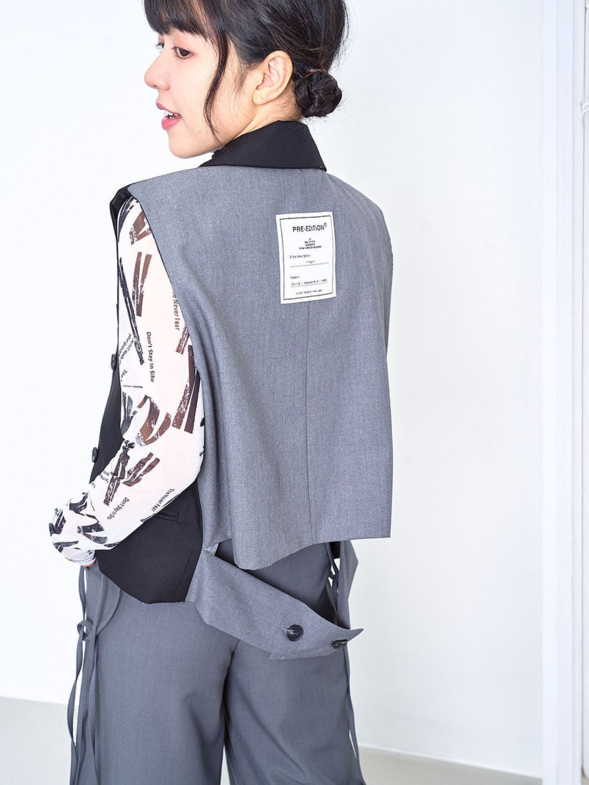 Cut Out Back Two Tone Waistcoat