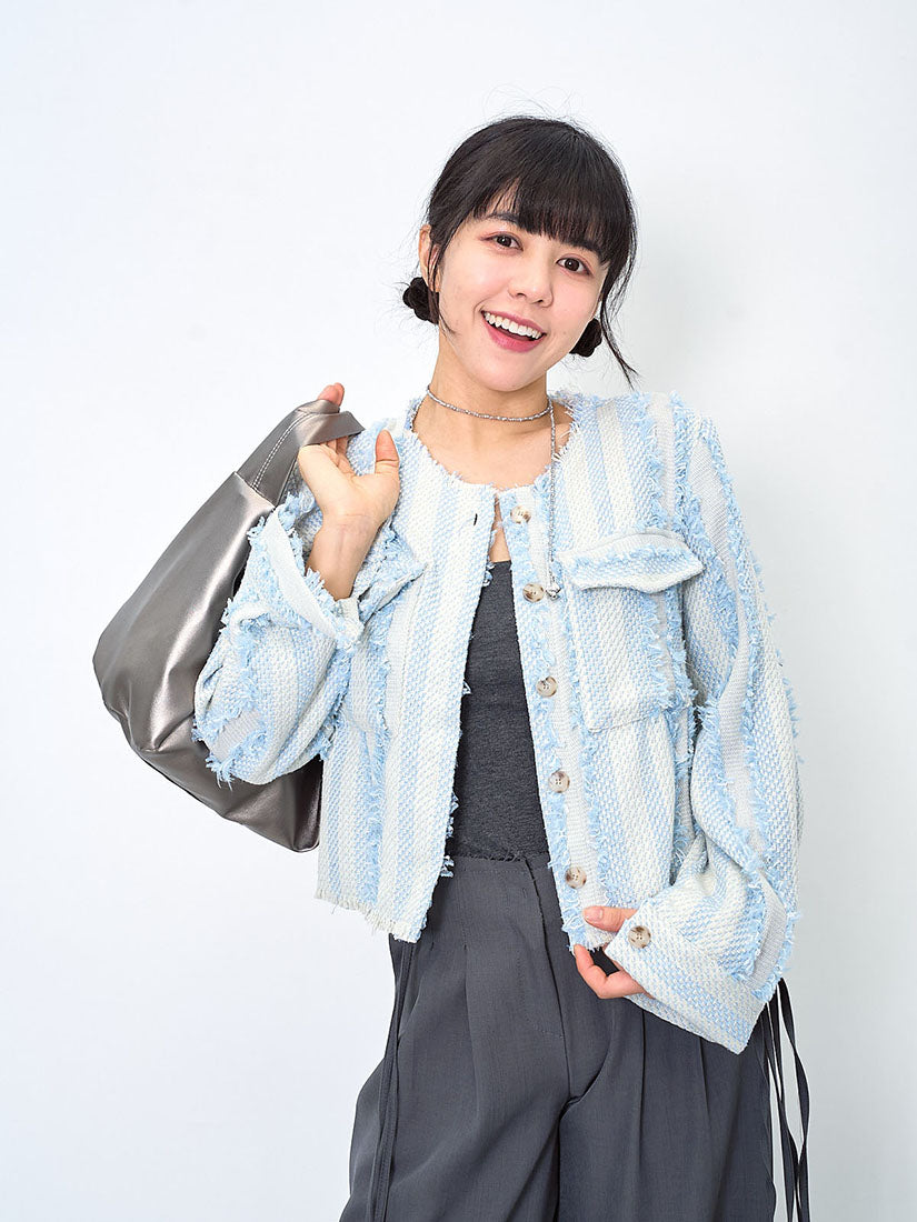 Tassel Textured Bust Pocket Jacket