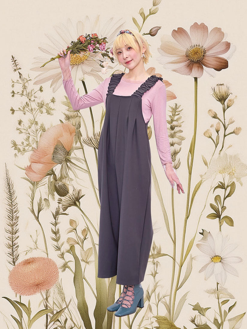 Ruffle Strap Pleated Front Jumpsuit (2 Colours)