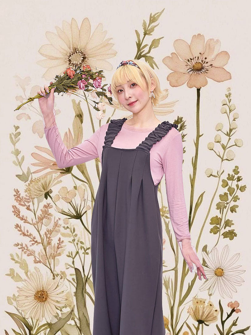 Ruffle Strap Pleated Front Jumpsuit (2 Colours)