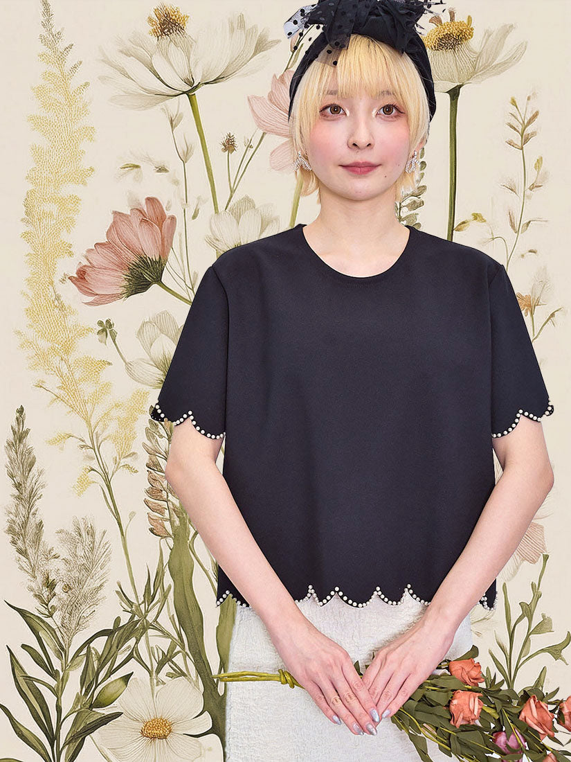 Scallop Pearl Edge Top (2 Colours)
