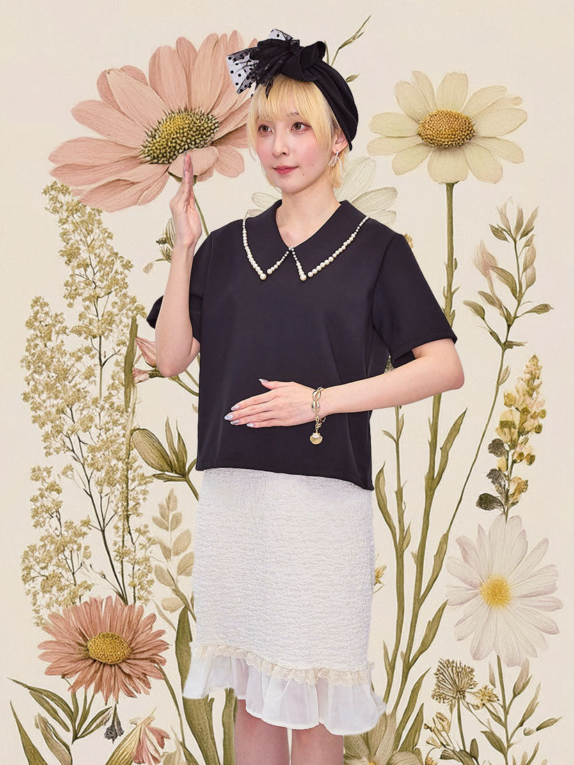 Pearl Collar Top (2 Colours)