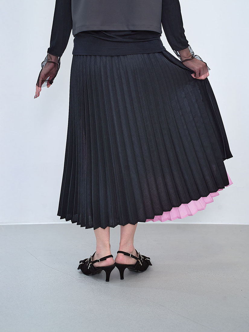 Two Tone Layered Pleated Skirt (2 Colours)