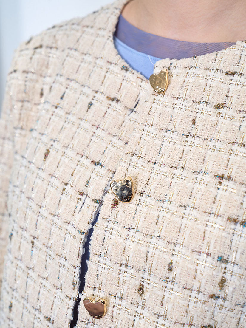 Golden Heart Button Tweed Jacket (2 Colours)