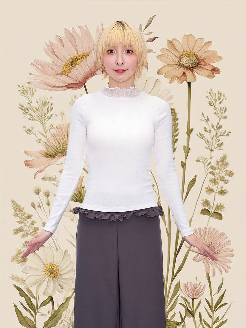 Dot Mesh Mock Neck Top (2 Colours)