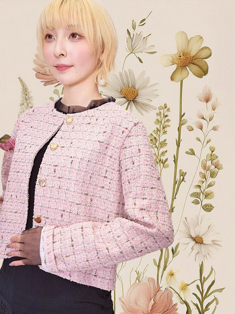Golden Heart Button Tweed Jacket (2 Colours)