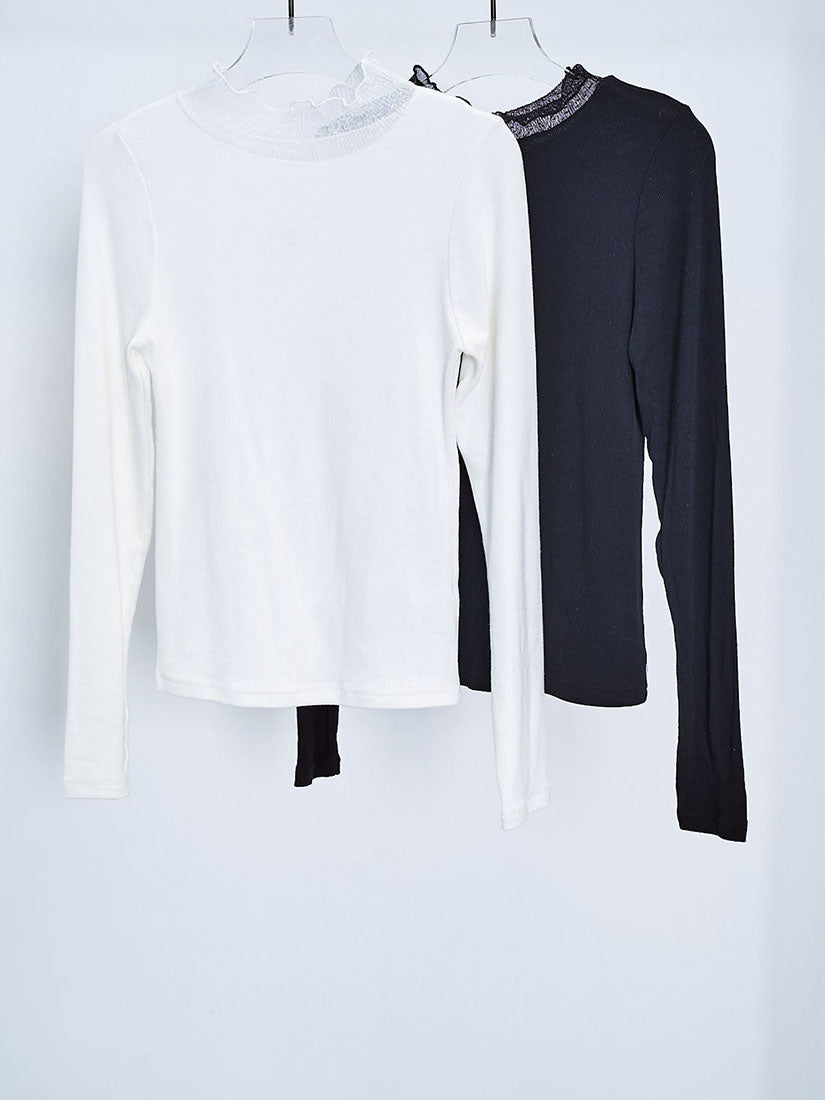 Dot Mesh Mock Neck Top (2 Colours)