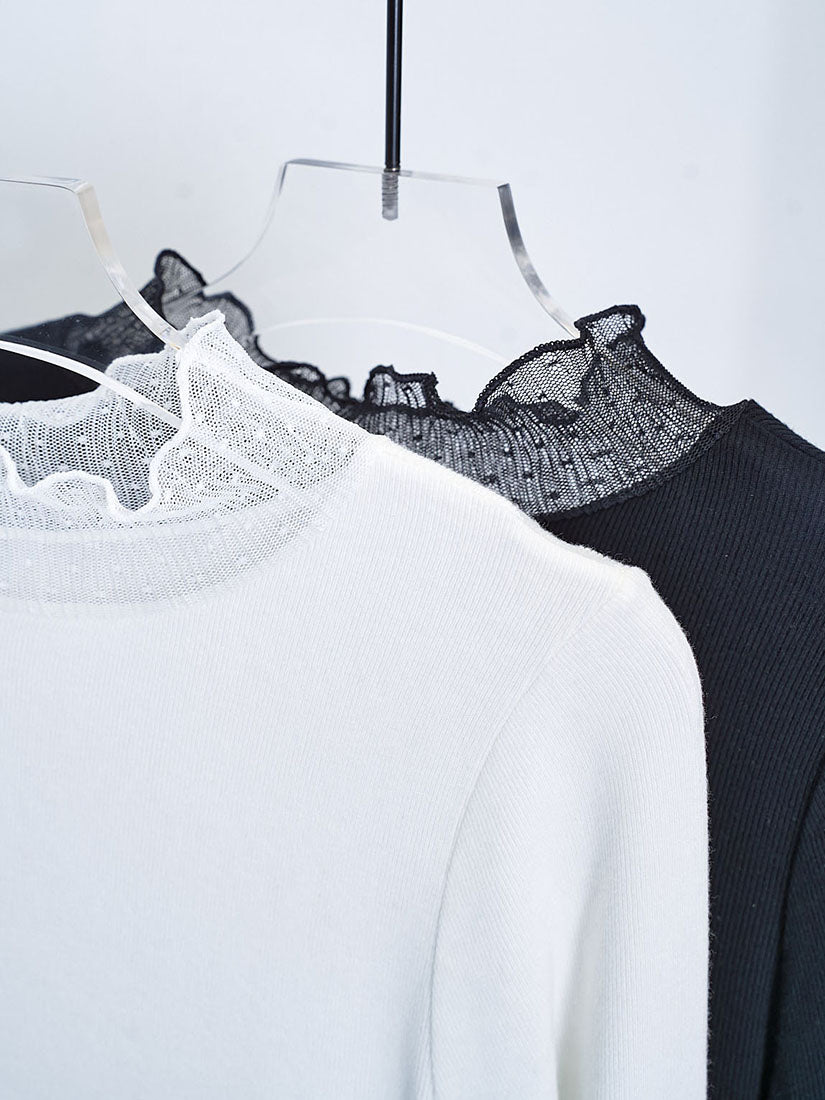 Dot Mesh Mock Neck Top (2 Colours)