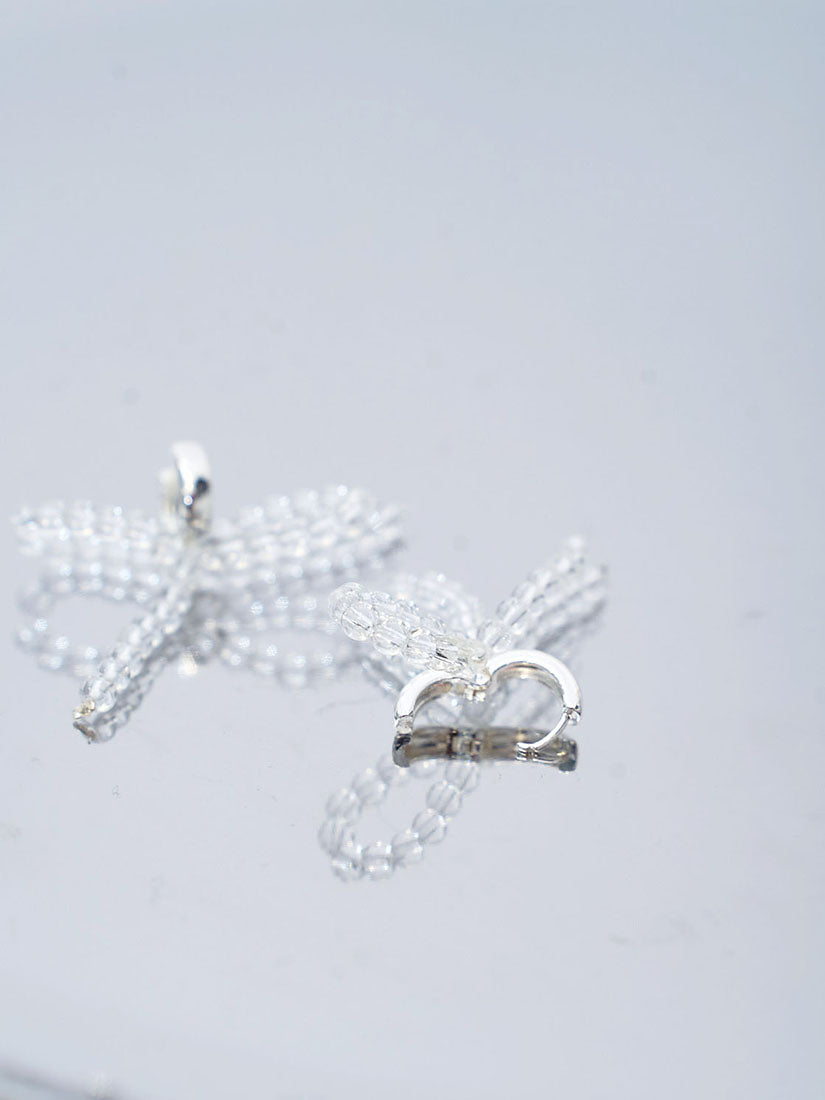 Crystal Beaded Bow Hoop Earrings