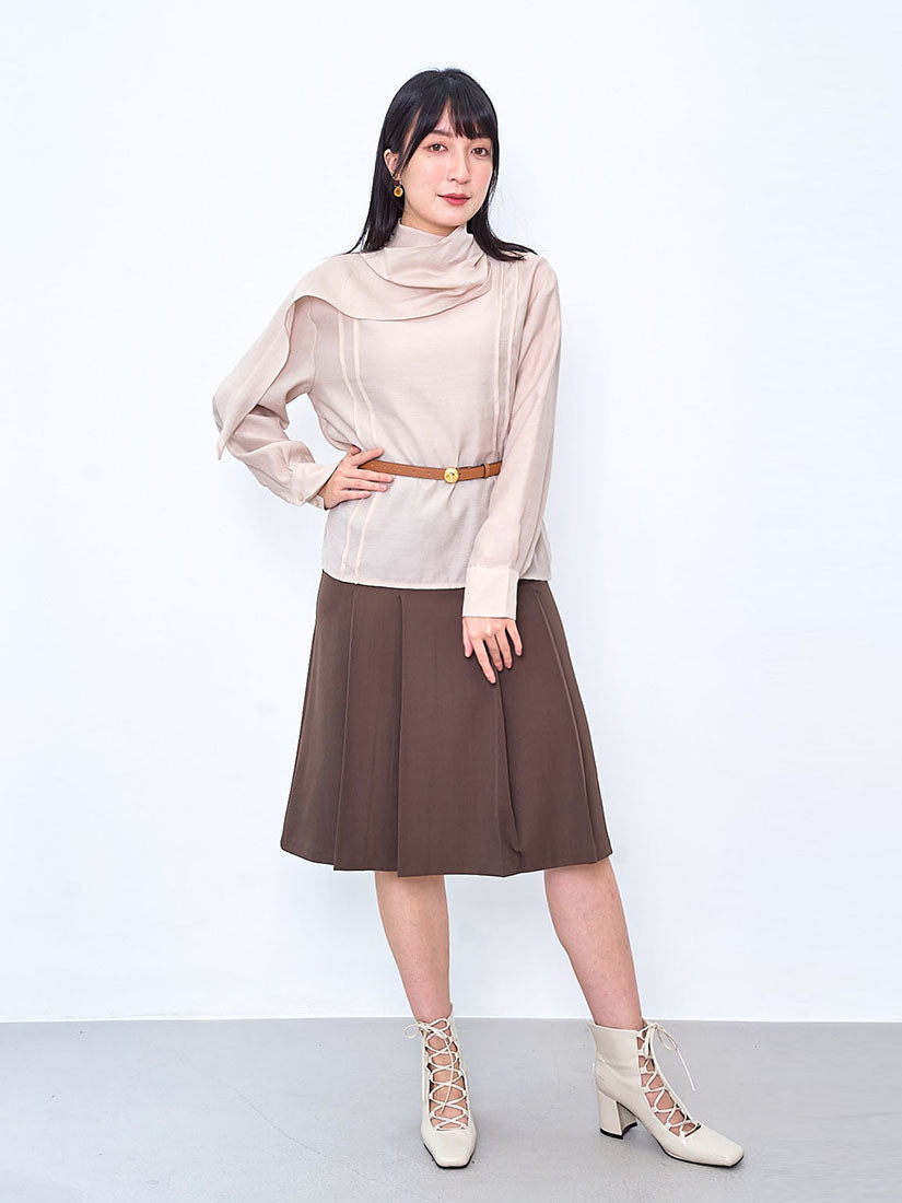 Scarf Neck Open Back Shirt (2 Colours)