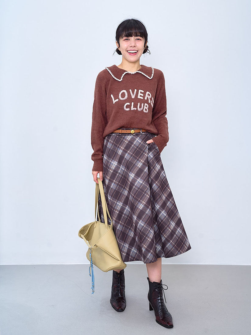 Tartan Printed Flare Skirt (2 Colours)