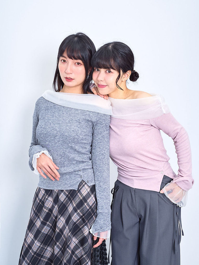 Mesh Neck One Shoulder Top (2 Colours)