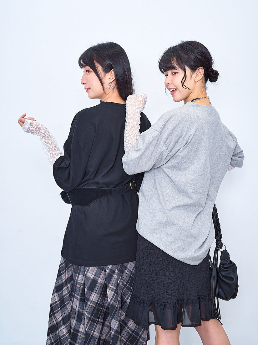 Lace Sleeve 'Salty' Tee (2 Colours)