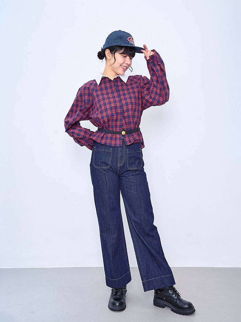 Contrast Collar Plaid Shirt (2 Colours)