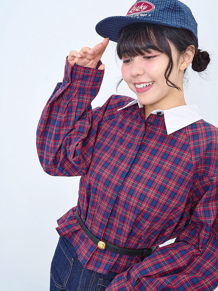 Contrast Collar Plaid Shirt (2 Colours)
