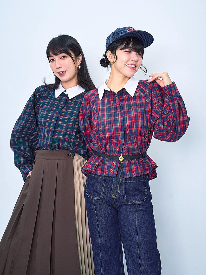 Contrast Collar Plaid Shirt (2 Colours)