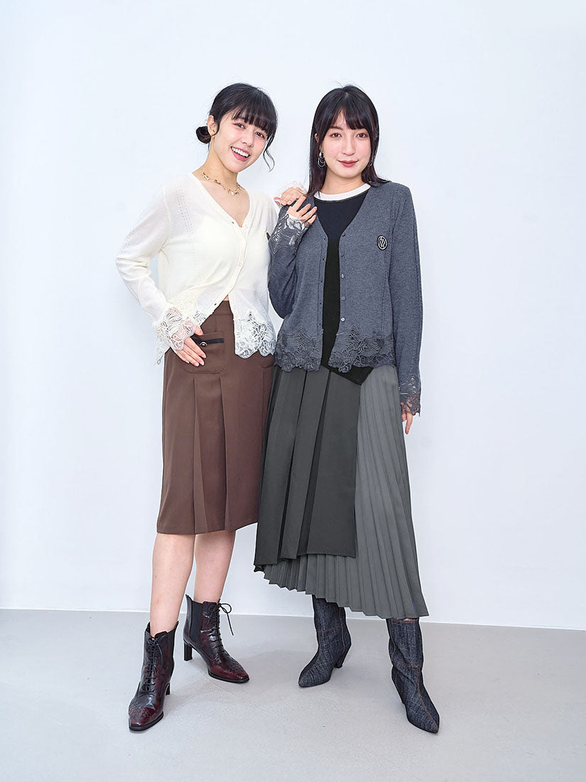 Lace Trim Hem Badge Cardigan (2 Colours)