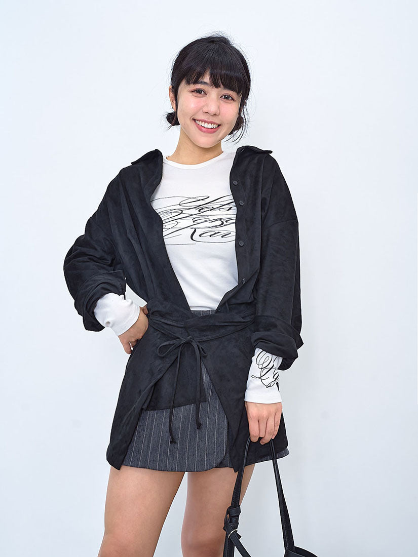 Suede Shirt With Waist Wrap (2 Colours)