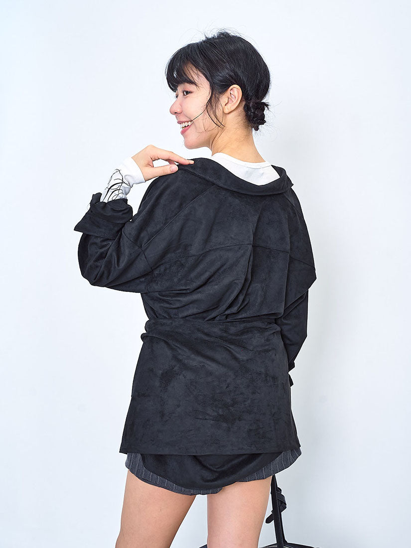 Suede Shirt With Waist Wrap (2 Colours)