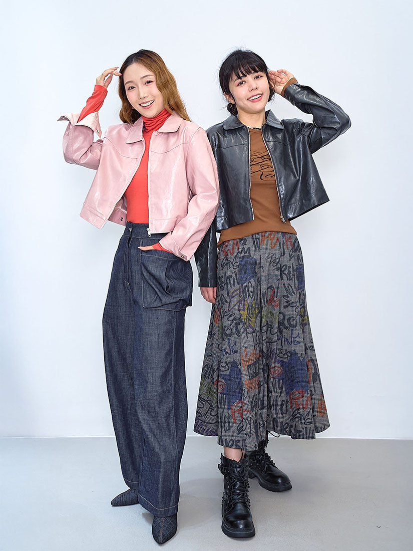 Leather Zip Up Crop Jacket (2 Colours)