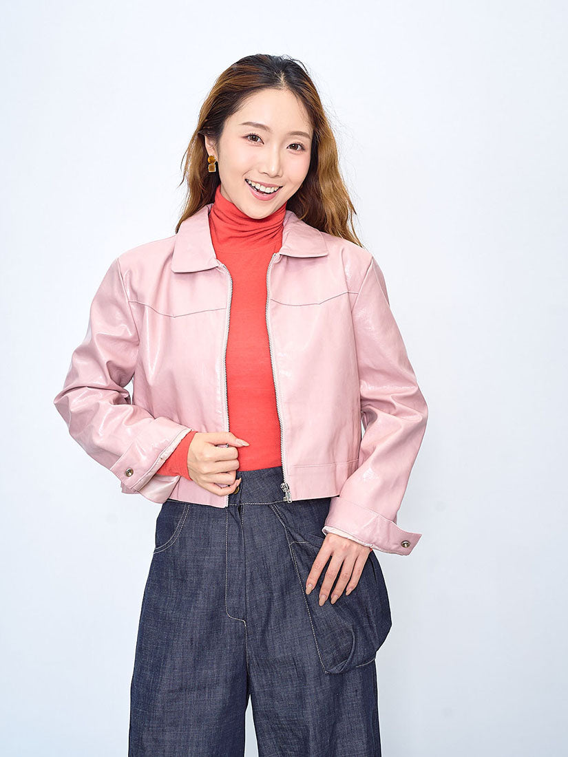 Leather Zip Up Crop Jacket (2 Colours)