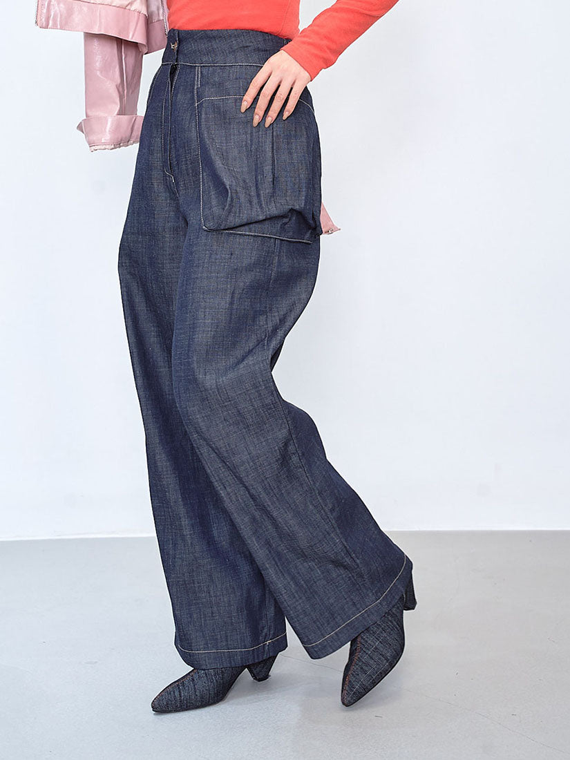 Pouch Pocket Denim Pants