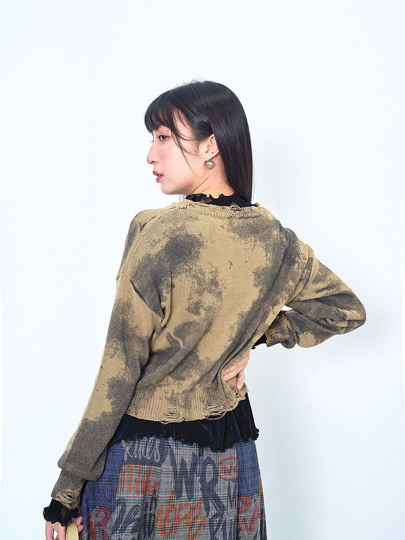 Tie Dye Printed Distressed Crop Jumper (2 Colours)
