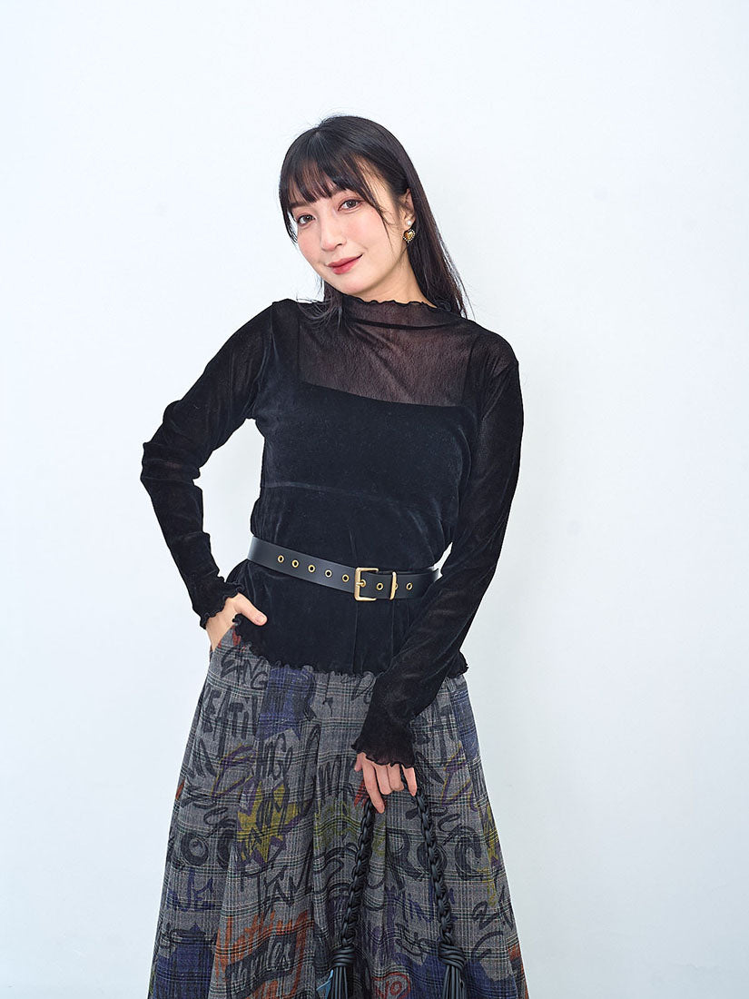 Lettuce Edge Mesh Velvet Top (3 Colours)