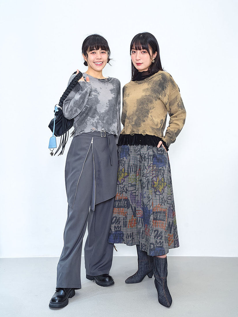 Tie Dye Printed Distressed Crop Jumper (2 Colours)