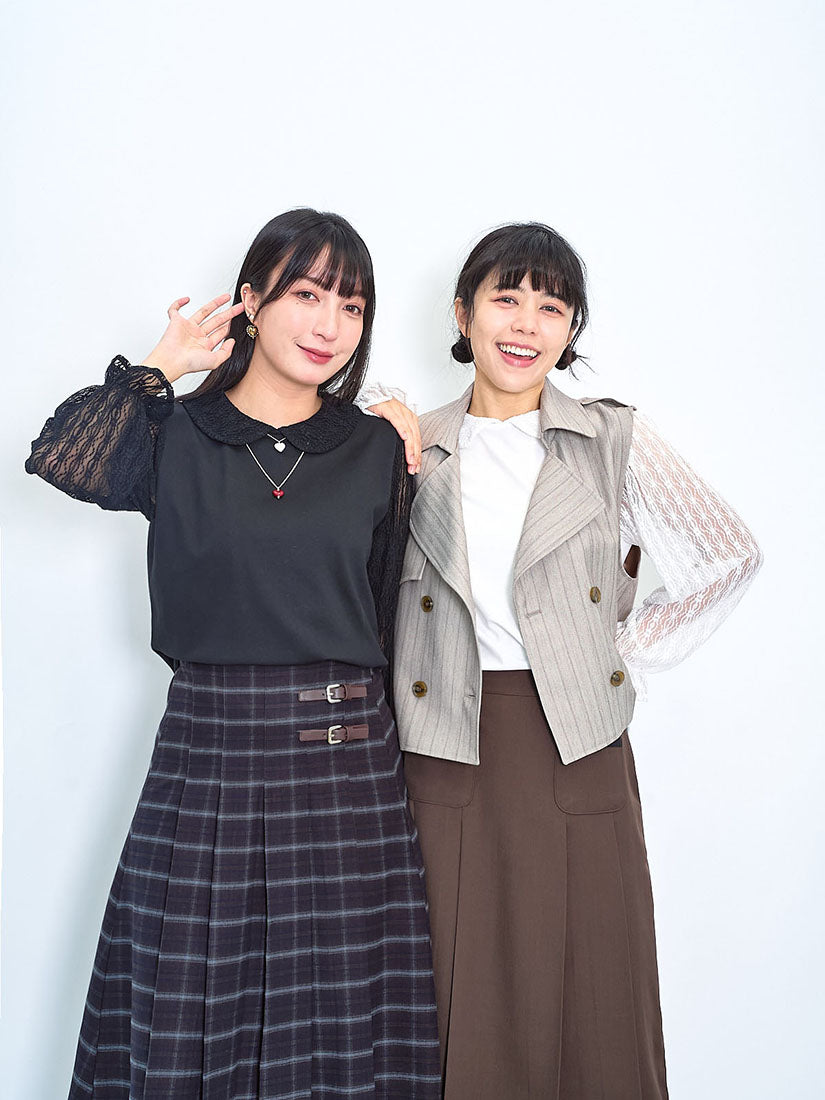 Lace Collar Lace Sleeve Top (2 Colours)