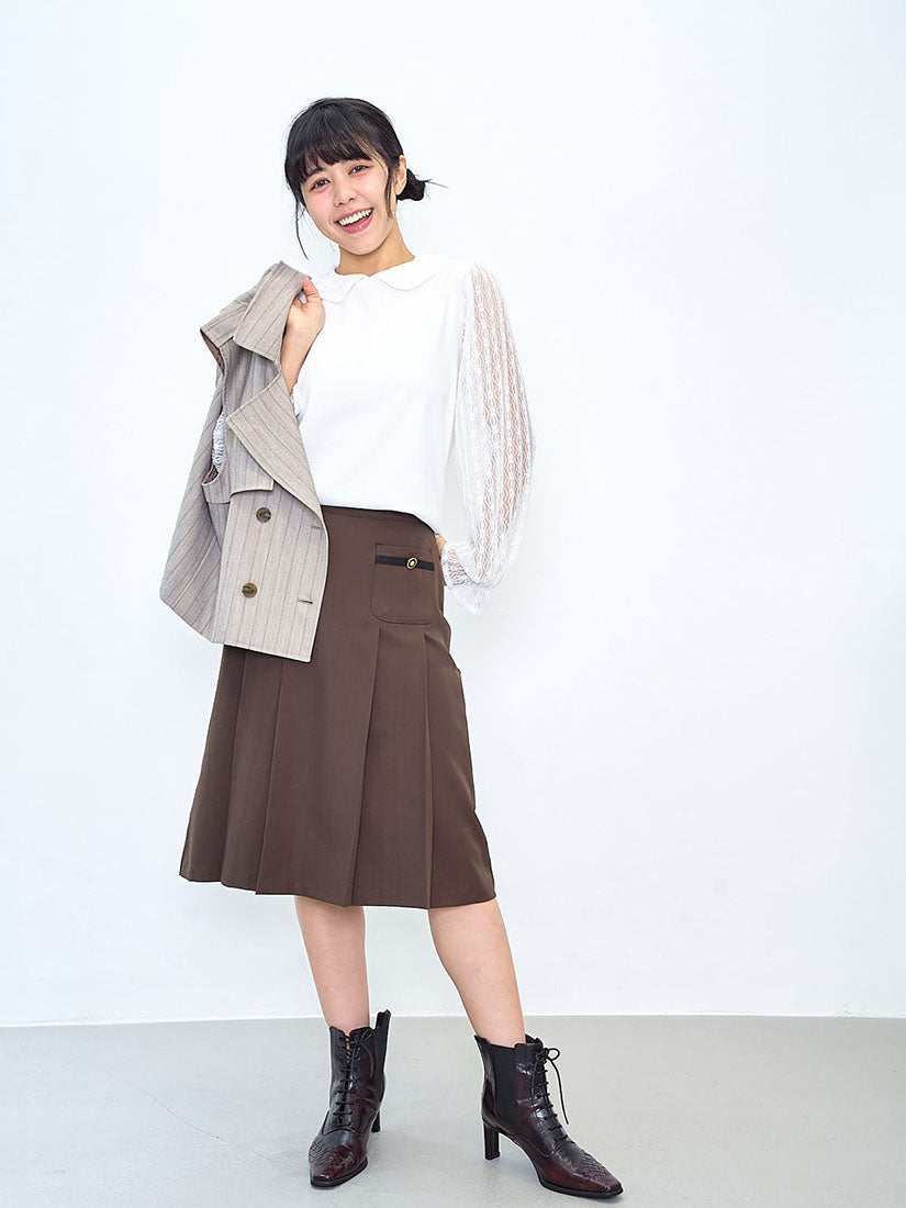 Front Pocket Pleated Skirt (3 Colours)