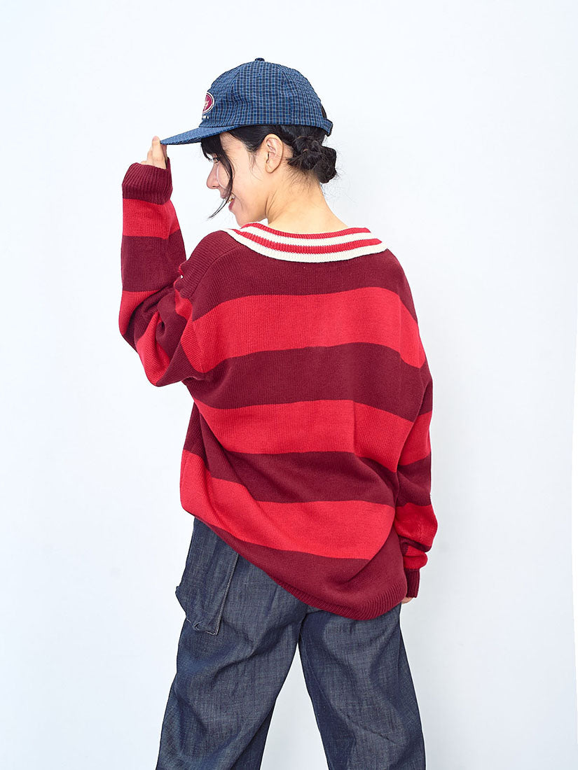 Polo Neck Striped Oversize Sweater (2 Colours)