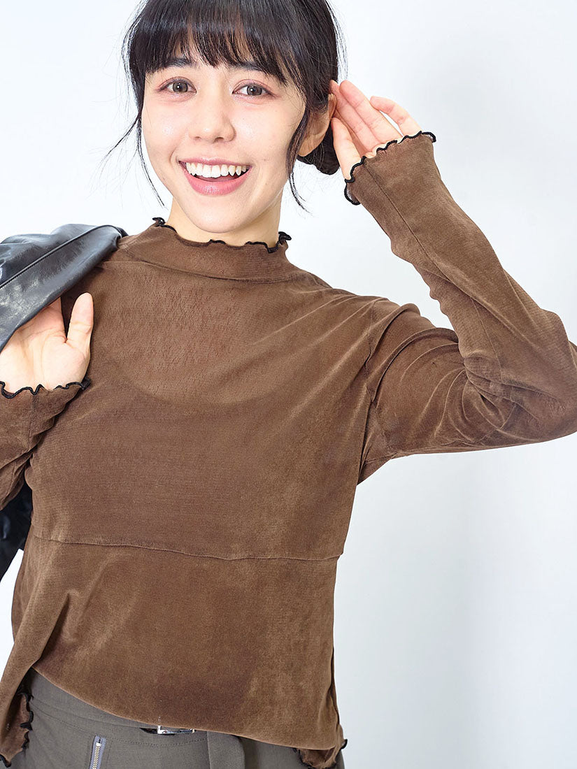 Lettuce Edge Mesh Velvet Top (3 Colours)