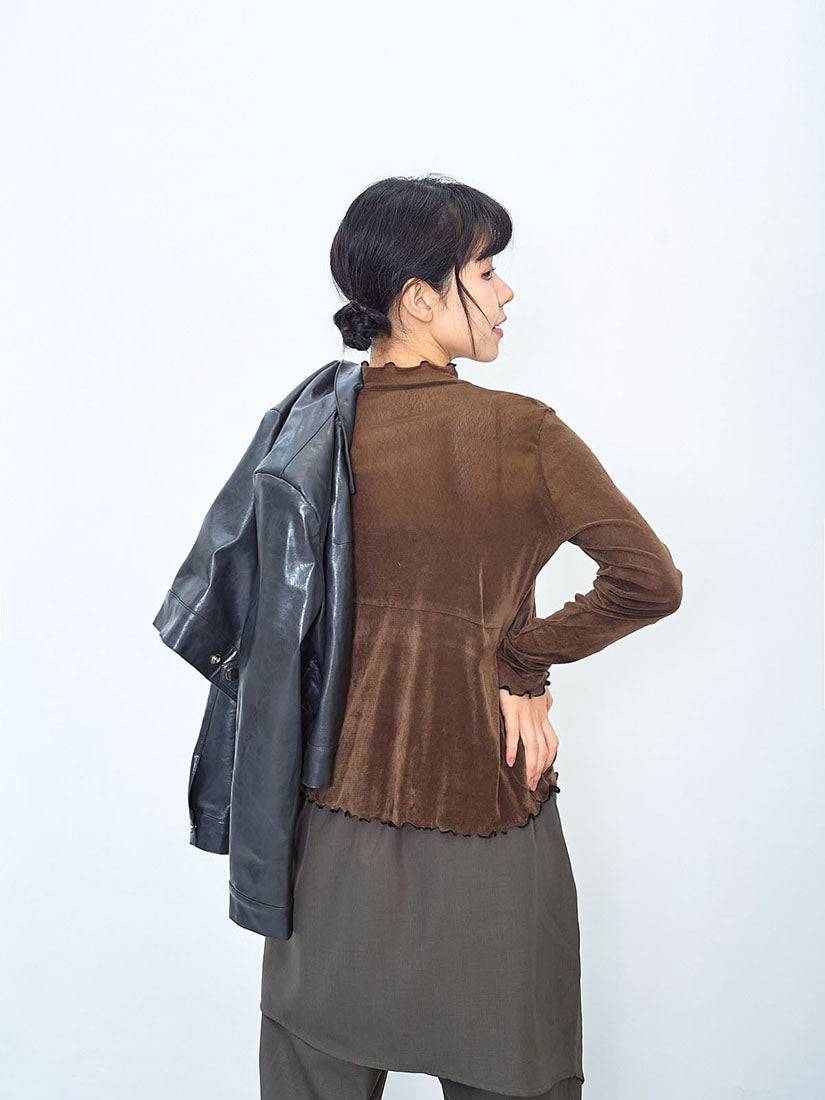 Lettuce Edge Mesh Velvet Top (3 Colours)