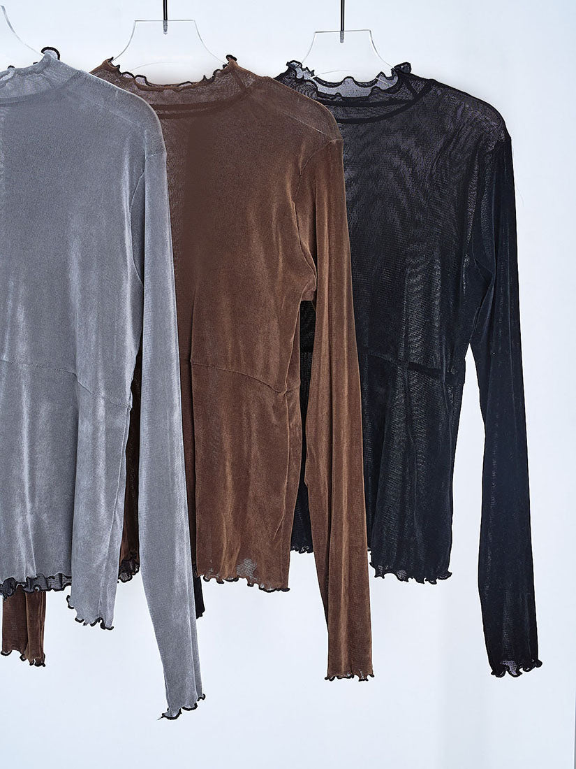 Lettuce Edge Mesh Velvet Top (3 Colours)