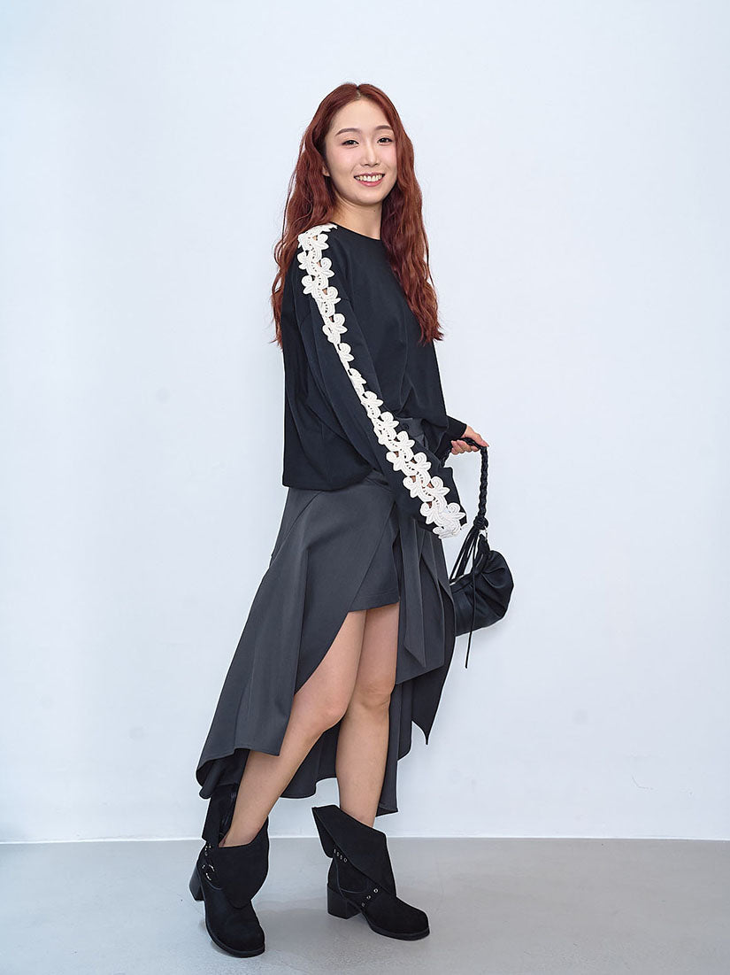 Lace Trim Sleeve Top (2 Colours)