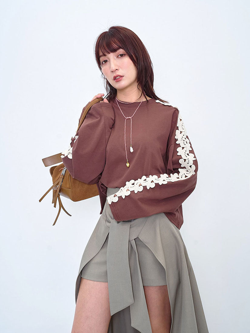 Lace Trim Sleeve Top (2 Colours)