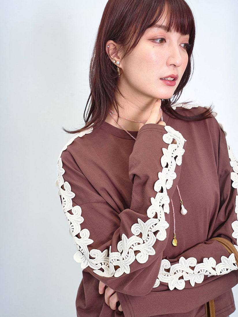 Lace Trim Sleeve Top (2 Colours)